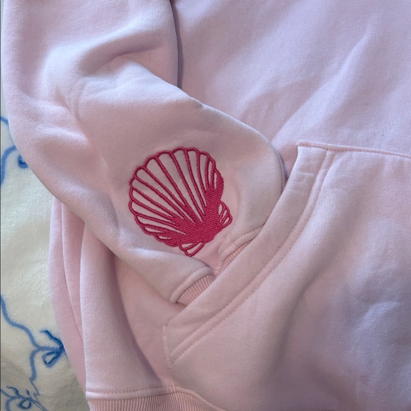Pink Hoodie, pink palm puff brand. cozy warm beach hoodie. - Picture 3 of 8